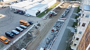 Luftaufnahme von der Baustelle Kastanienweg.