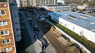 Luftaufnahme von der Baustelle Kastanienweg.