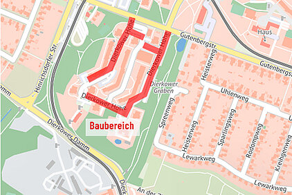 Kennzeichnung der Lage der Straße Dierkower Höhe