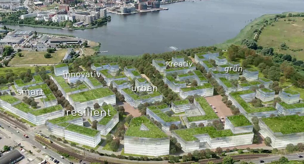 Modell des zukünftigen WarnowQuartiers