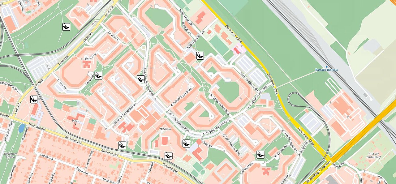 Lageplan mit Spielplatzergänzungen in Dierkow
