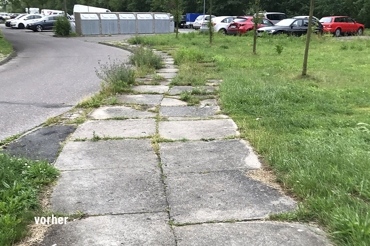 Beschädigter Gehweg